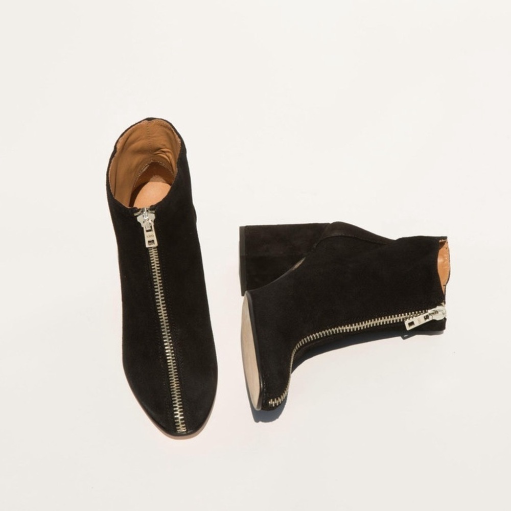 Loq / Lo Andorra Zip Ankle Boot Black Suede Bootie 38 8